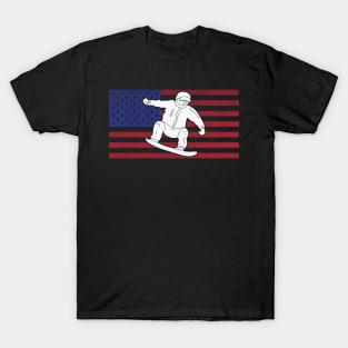 Awesome USA American Flag Snowboarder Gift T-Shirt